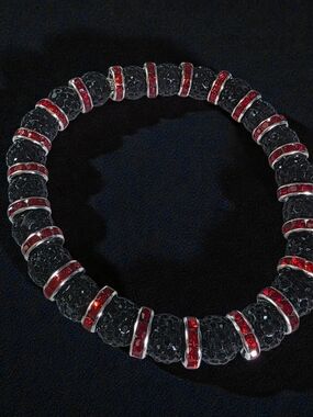 Gothic Black & Red Crystal Sparkle Stack Bracelet